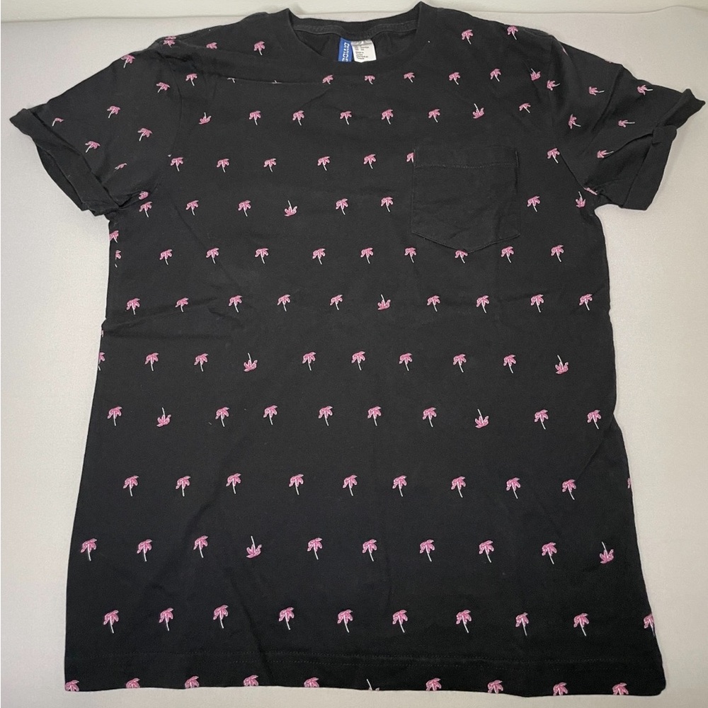 Divided Palm Trees T-Shirt Mens Small Black